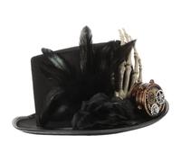 KALLORY Chapeau Haut-de-forme Steampunk Noir Lentille Unique en Résine et Feutre, Confortable pour Événements Cosplay et Costumes Gothiques D'halloween