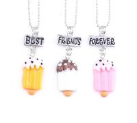 KALLORY Collier D'amitié Créatif Léger et Confortable 3pcs Pendentif en Résine Forme Glace pour Meilleures Amies