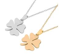 KALLORY Collier Femme Trèfle à Quatre Feuilles en Acier Inoxydable Titanium, Design Élégant, Symbole de Chance, Double Chaîne Ajustable pour Soirée ou Présent