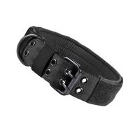 KALLORY Collier Noir en Nylon pour Chien Réglable à 5 Niveaux avec Boucle Métallique Solide, Col Tactique avec Poignée Résistante et Zone Auto-adhésive pour Chiens Moyens et Grands