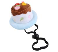 KALLORY Couvre-Chef en Peluche pour Animaux de Compagnie Bleu Confortable Bande Élastique Forme Gâteau d'anniversaire pour Fête d'anniversaire et Séance Photo