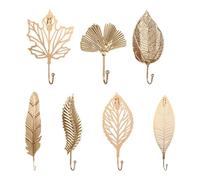 KALLORY Crochets Muraux Forme Feuille 7 Pièces en Fer Forgé, Porte-Serviettes Multifonction pour Salle de Bain, Patère Murale pour Vêtements et Accessoires Plusieurs styles