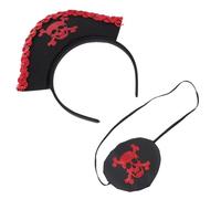 KALLORY Ensemble D'accessoires de Pirate Rouge pour Fête D'anniversaire et Cosplay, Serrage-tête en Feutre et Cache-œil en Cuir pour Garçon et Filles et Adolescents
