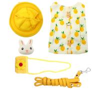 KALLORY Ensemble Harnais et Laisse pour Lapin en Coton avec Décoration Lapin Jaune Confortable et Doux Taille Petite pour Petits Animaux, pour Promenade