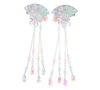 KALLORY Épingles à Cheveux Éventail Design Élégant et Confortable en Fer et Acrylique Bleu 2pcs Style Rétro Japonerie Kimono pour Cosplay et Fêtes Costumées