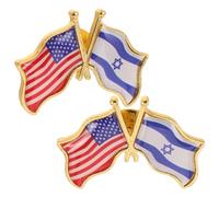 KALLORY Épinglette Drapeau de L'amitié Américano-israélienne 2pcs en Alliage de Zinc Léger Symbole D'amitié pour Occasions Décontractées