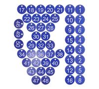 KALLORY Étiquettes Numérotées Forme Ronde en Plastique Abs Bleu Lot de 50 avec Design Clair, Étiquettes Porte-clés Pratiques pour Grands Événements et Conférences