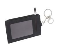 KALLORY Étui à Cartes PU Noir avec Porte-clés, Badge et Cartes | Métal et Pu, Anneau Intégré, Accès Rapide au Badge, Usage Campus et Déplacements Quotidiens