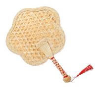 KALLORY Éventail Tissé Fait Main Style Vintage en Paille Naturelle Beige, Ventilateur Portable Léger Souplesse, pour Décoration et Été Plusieurs styles