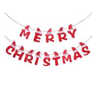 KALLORY Guirlande de Noël avec Lettres Merry Christmas en Tissu Non Tissé et Résistante Déchirure 3,5 Mètres et Chapeaux de Père Noël, Facile à Suspendre Décoration Couleur Aléatoire
