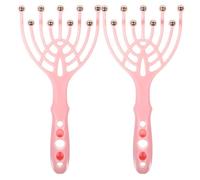 KALLORY Head Scalp Massager Tool 2 Pcs Rose Color Plastic Scratcher With Steel Balls For Scalp Stimulation Suitable For Shoulders And Head