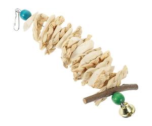 KALLORY Jouet à Mordre en Os de Seiche pour Perroquets, Dentition Naturelle | Accessoire Suspendu pour Cage d'Oiseaux, Aide au Dégriffage et Enrichissement du Milieu
