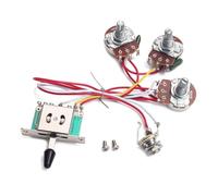 KALLORY Kit de Câblage Précâblé Prise Jack 500 Kω en Cuivre et Plastique et 1 Potentiomètre Volume 500k, 2 Potentiomètres Tonalité Interrupteur 5 Positions 2t1v pour Guitare Électrique
