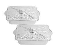 KALLORY Lot de 2 Barquettes Aluminium Rectangulaires Jetables 2500ml Couvercle, Accessoires pour Barbecue, Protection Alimentaire, Design Simple et Pratique pour Pique-niques en Plein Air