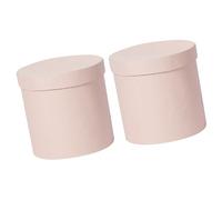 KALLORY Lot de 2 Boîtes Rondes pour Bouquets, Petits Seaux à Fleurs en Carton Rose, Boîte Vide pour Arrangement Floral, Jardinière Portable pour Décoration Intérieure et Extérieure,