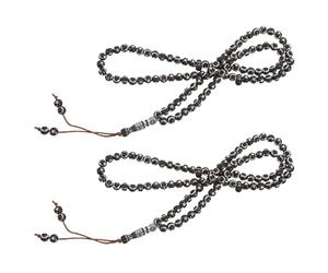 KALLORY Lot De 2 Chapelet Musulman 99 Perles en Acrylique Café, Bracelet Tasbih à Enrouler et Prière, Présent Élégant pour Ramadan et Aïd