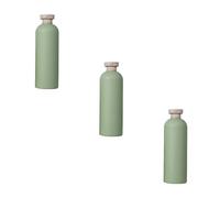 KALLORY Lot de 3 Flacons Simples 400ml en Pe Léger et Pratique pour Shampoing et Lotion, Bouteilles Rechargeables Vertes Bouchon à Rabat, pour Voyage