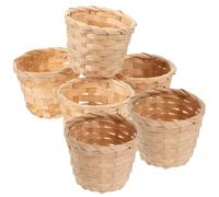 KALLORY Lot de 6 Paniers Tressés en Bambou pour Rangement de Bureau et Fleurs, Légers et Délicats, Mini Paniers Multifonctionnels pour Créer une Ambiance Naturelle