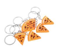 KALLORY Lot de 6 Porte-clés Mini Pizza en Résine Orange, Décoration et Présent pour Garçons et Filles, Forme Pizza Réaliste pour Clés de Voiture et Téléphone