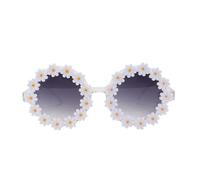 KALLORY Lunettes de Soleil Camping à Fleurs Blanches, Design Ergonomique en Pc, Style Hippie Rétro, pour Street Shot et Voyage, Fabrication Fine et Originale