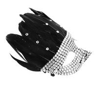KALLORY Masque de Carnaval en Plume Noire avec Cristaux, Léger et Confortable, Accessoire Décoratif Unique pour Fête D'halloween et Performance Scénique