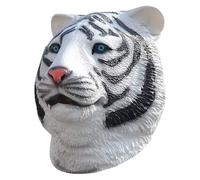 KALLORY Masque de Tigre Réaliste en Latex Blanc sans Odeur Impression Numérique, Couverture Créative pour Spectacle ou Farce, Design 3d Effrayant et Confortable