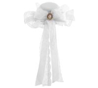 KALLORY Mini Chapeau Haut-de-forme et Lolita Blanc en Dentelle avec Voile Latéral, Accessoire Cheveux Mariage Élégant et Romantique pour Mariée Fêtes