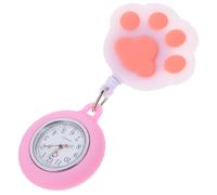 KALLORY Montre à Clip Forme Patte de Chat pour Infirmière Design Créatif Facile à Porter Rose en Silicone Fixation Stable pour Surveillance Médicale