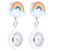 KALLORY Montre Infirmière à Clip en Silicone Étanche et Lumineuse Design Arc-en-Ciel, 2 Pièces, pour Médecins et Infirmières