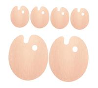 KALLORY Palette de Mélange de Peinture en Bois Ovale 6 Pièces Trou pour Pouce, Plateau Solide pour Aquarelle et Peinture à L & #39; Huile, Conçue pour Longues Séances