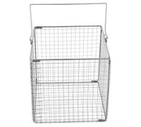 KALLORY Panier de Nettoyage en Acier Inoxydable Argenté Rectangulaire avec Poignée, Grille Résistante pour Opérations de Nettoyage par Ondes Ultrasonores Sécurisées