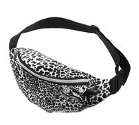 KALLORY Paquet Banane Léopard pour Femmes, Polyester et Pu, Ceinture Réglable Boucle, Design Pratique et Élégant Noir pour Sorties et Voyages