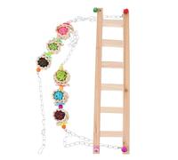 KALLORY Perchoir à Poulet en Bois Balançoire Suspendue, Amusant D'échelle pour Coq et Poule, Accessoire Extérieur pour Jeu et Escalade Couleur Aléatoire