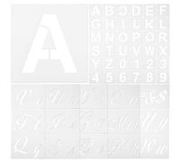 KALLORY Pochoirs de Lettres et Chiffres en Pet Blanc, Lavables, Découpe Fine, 3 Pouces, pour Loisirs Créatifs, Dessin et Calligraphie