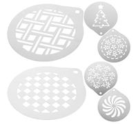 KALLORY Pochoirs en Acier Inoxydable Accessoires pour Barista Set de 6 Modèles Variés Facile à Nettoyer pour Décoration Professionnelle de Café pour Cappuccino