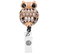 KALLORY Porte-badge Clip Élégant et Pratique en Plastique et Alliage Argenté Rétractable de Chouette pour Badges et Cartes D'identité, pour Salons et Paquet