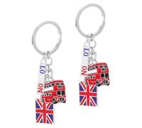 KALLORY Porte-clés Britanniques en Alliage de Zinc 2 Pièces avec Breloque Drapeau Union Jack, Compact et Facile à Transporter, pour Paquet à Main et Souvenirs de Voyage