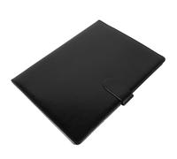 KALLORY Portefeuille de Bureaux Noir en Pu Multiple Compartiments et Porte-stylo Flexible, Organiseur de Documents Pochette Intercalaires pour Usage Professionnel