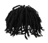 KALLORY Postiche Diamètre 6 Pouces Confortable et Sécurisée Réutilisable Tresse Bou Noire en Fibre Synthétique Homme pour Style Street Dance Reggae