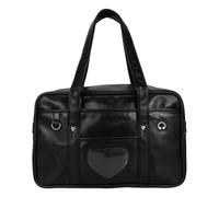 KALLORY Sacoche Solution de Rangement Vie Scolaire Voyages pour Ordinateur Portable en Simili Cuir Pu Noir, Grosse Capacité, Style Japonerie Cœur
