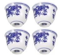KALLORY Set de 4 Bols à Thé Chinois en Céramique 25ml, Surface Lisse et Facile à Nettoyer, Style Simple et Élégant, pour Dégustation Traditionnelle