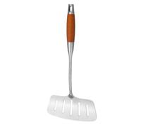 KALLORY Spatule en Acier Inoxydable Cuisine avec Manche en Bois, Résistante Rouille, Légère, pour Poêler Poissons et Griller Steaks