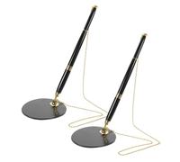KALLORY Stylo à Bille Noir Ergonomique en Acier Inoxydable Lot de 2 pour Comptoir de Réception Bureau Usage Polyvalent Design Moderne Élégant