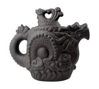 KALLORY Théière Chinoise Style Traditionnel Élégant 350ml en Argile Dragon et Phénix, Grande Capacité et Poignée Anti-brûlure pour Accueillir Famille et Amis