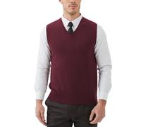 Kallspin Gilet pour Hommes en mélange de Laine et V-Cou sans Manches en Tricot (Bourgogne, S)