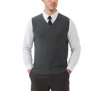 Kallspin Gilet pour Hommes en mélange de Laine et V-Cou sans Manches en Tricot (Gris, 3XL)