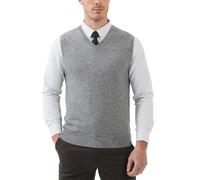 Kallspin Gilet pour Hommes en mélange de Laine et V-Cou sans Manches en Tricot (Gris Clair, 4XL)