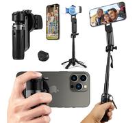 Kalofaye Mini perche à selfie magnétique 4 en 1 pour iPhone/Android, mandrin magnétique et clip 2 en 1, avec télécommande et 2 lumières de remplissage pour photographie, vlogging, TikTok