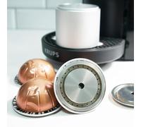 Kalokairi Couvercle de capsule de café réutilisable en acier inoxydable pour machines Nespresso VertuoLine, acier inoxydable 304, capacité de 230 ml