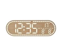 Kalokairi Horloge électronique LED avec affichage de la température et de l'humidité, style grain de bois, luminosité réglable, à poser ou à suspendre Jaune